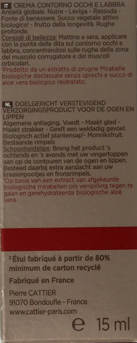 Cattier Oog- en Lipcontour Bio 15ml