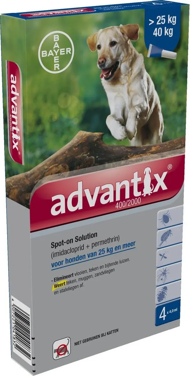 Advantix Vlooien & Teken Pipetten Hond 25-40kg - 4 Stuks