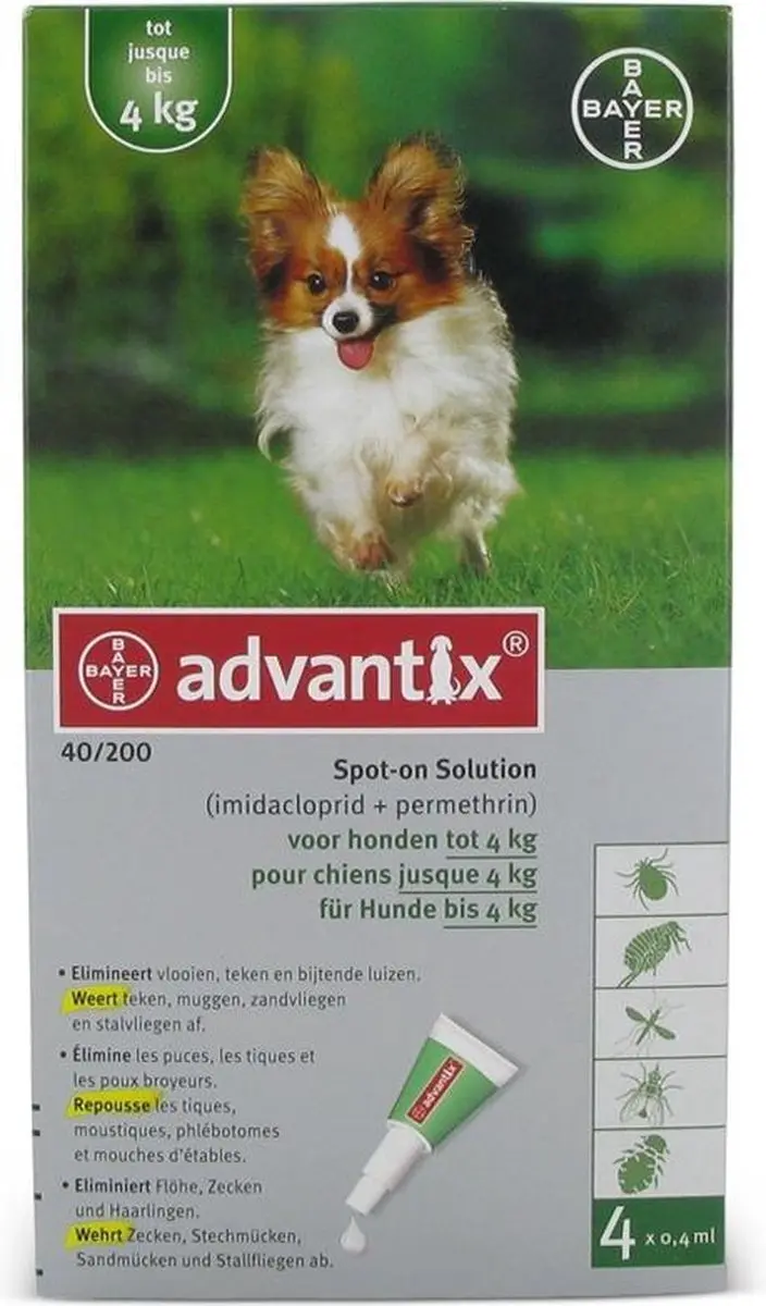 Advantix Vlooien & Teken Pipetten Hond 25-40kg - 4 Stuks