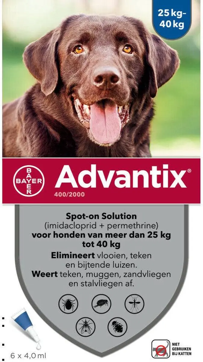 Advantix Vlooien & Teken Pipetten Hond 25-40kg - 6 Stuks