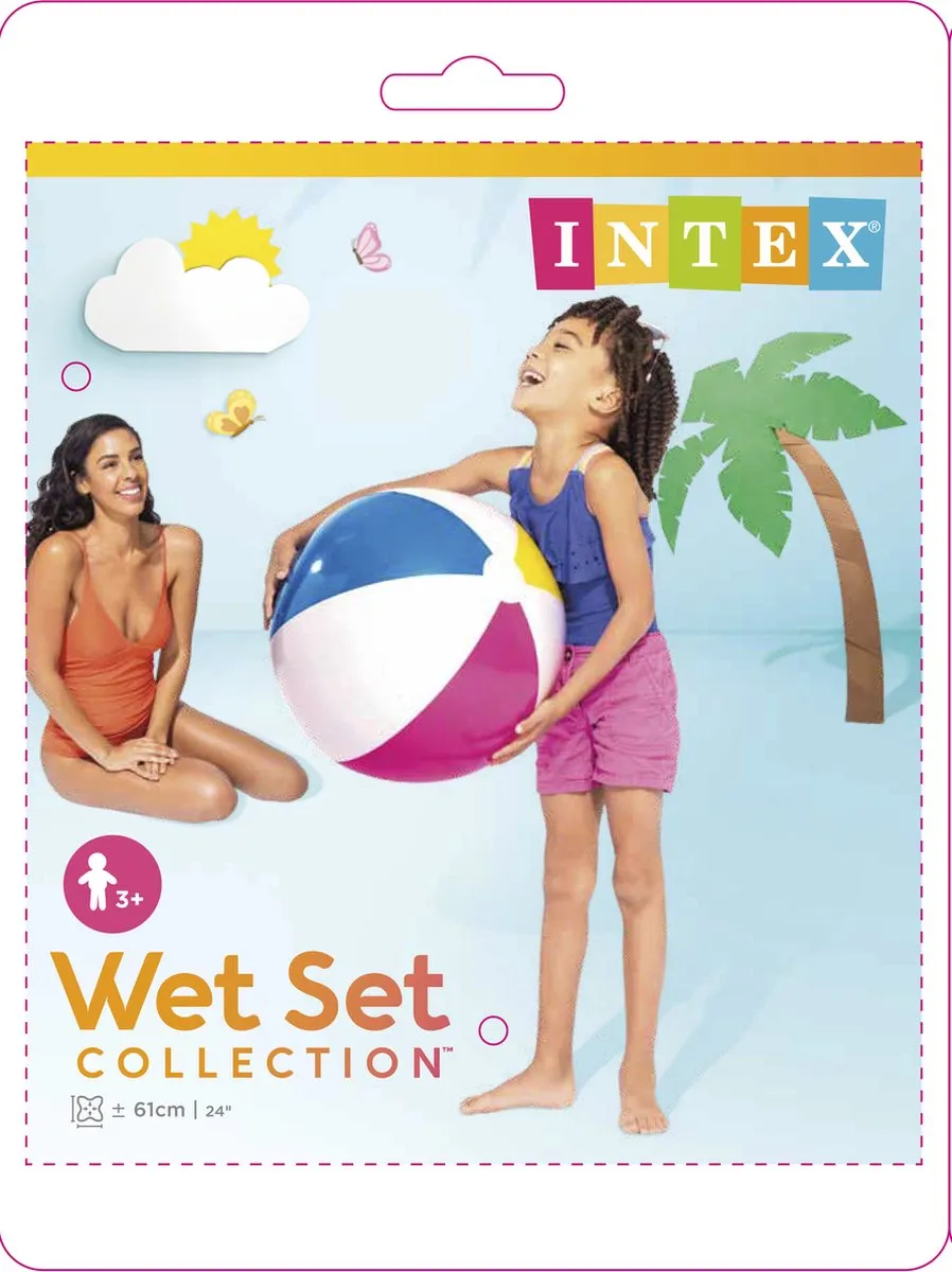 Intex Strandbal Ø 61cm - Geel/Rozes/Blauw/Wit
