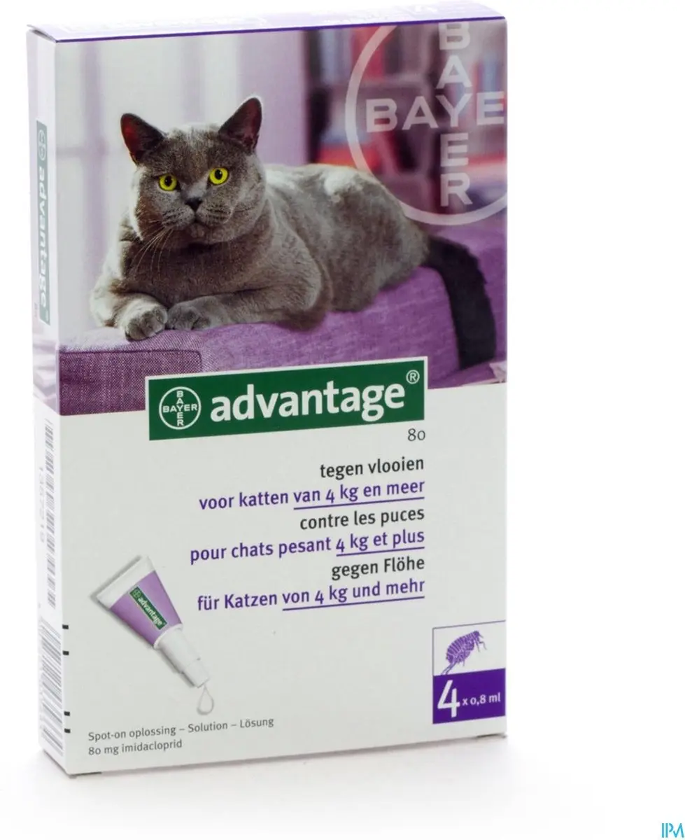 Advantage Kat Pipetten 4x0,8ml - >4kg