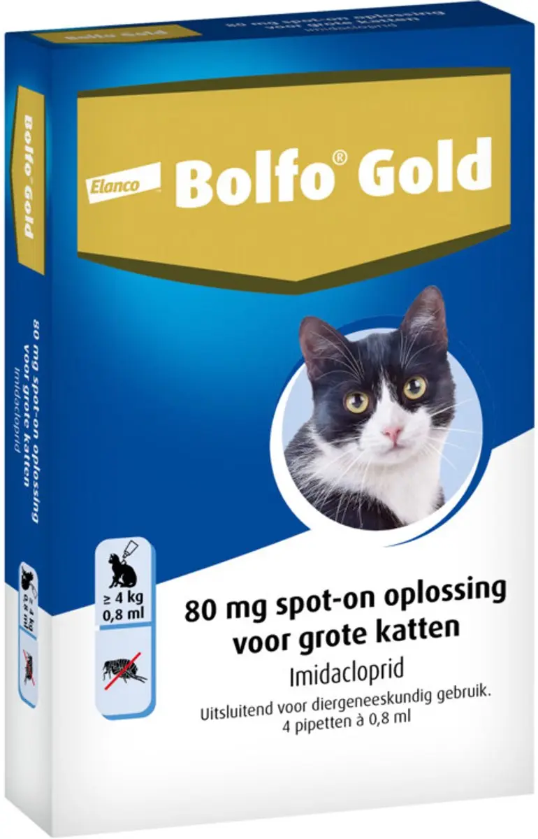 Bolfo Gold Anti Vlooiendruppels Kat 4+ kg - 2x4 Pipetten