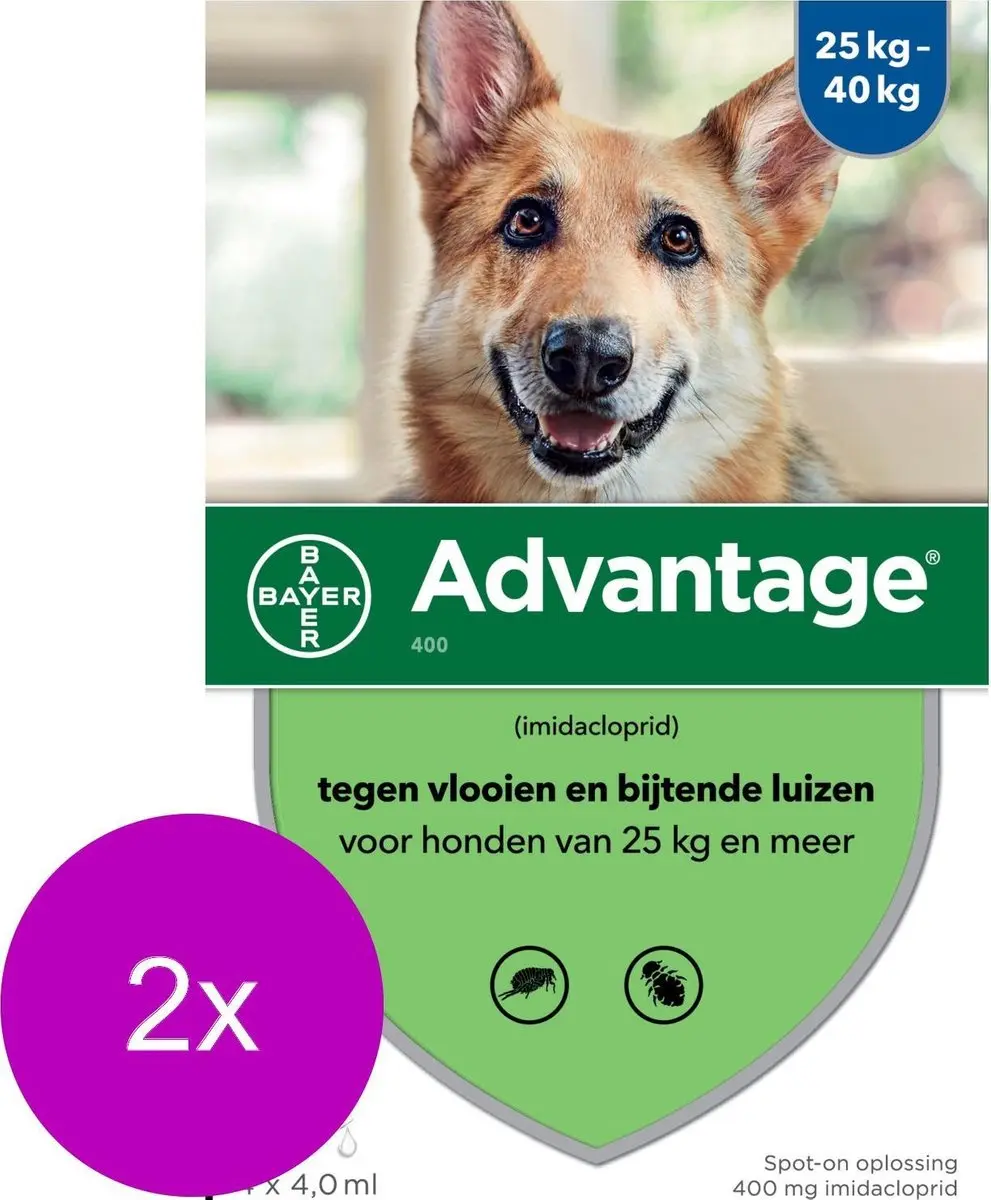 Advantage Hond 4 Pipetten Anti-Vlooienmiddel 2x4ml - 25-40kg