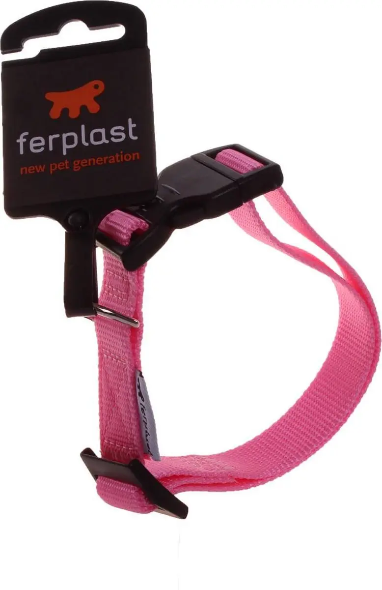 Ferplast Halsband Honden Club 56cm Nylon - Roze/Zwart