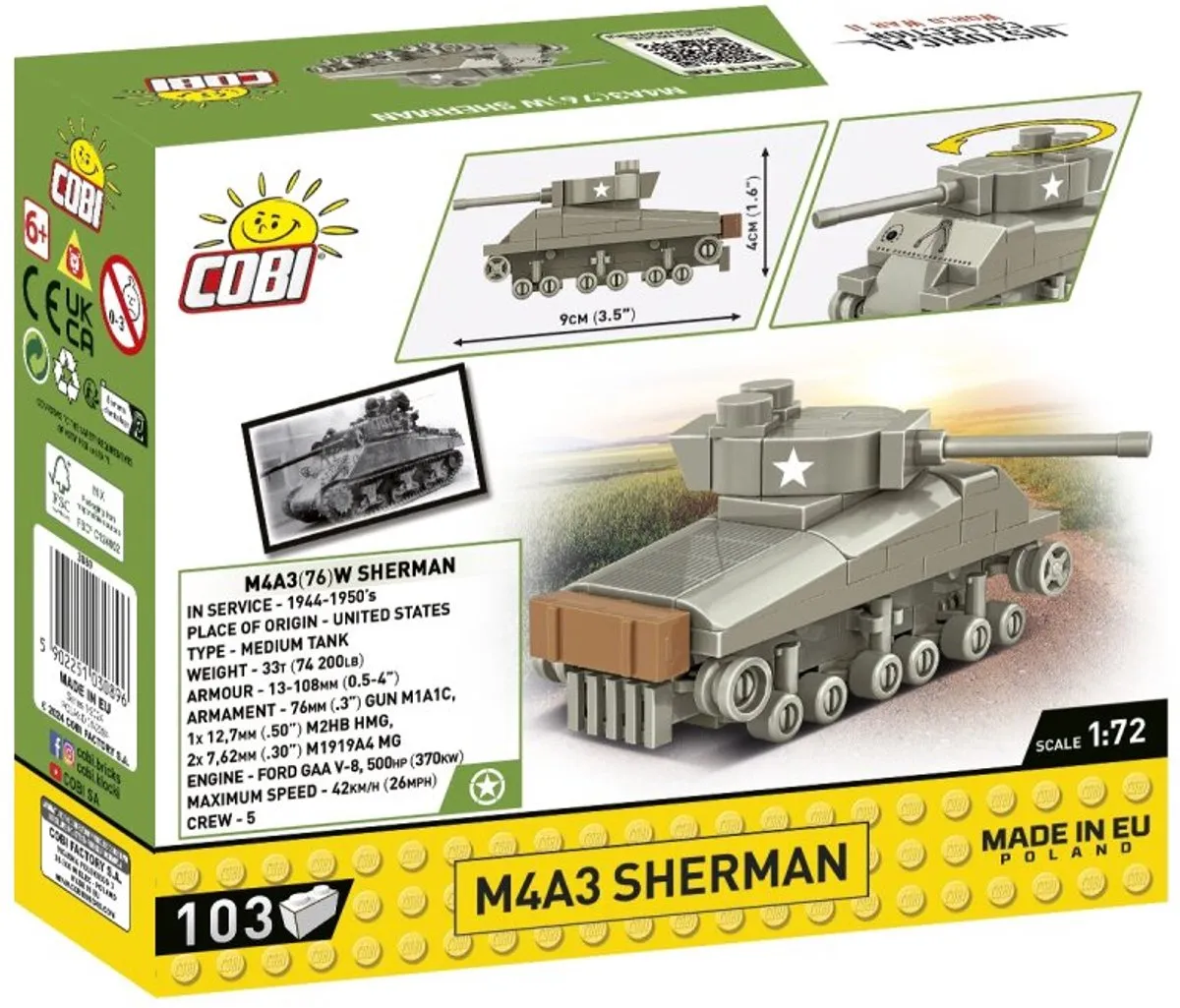 Cobi Sherman M4A3 - 103 Onderdelen - Meerkleurig