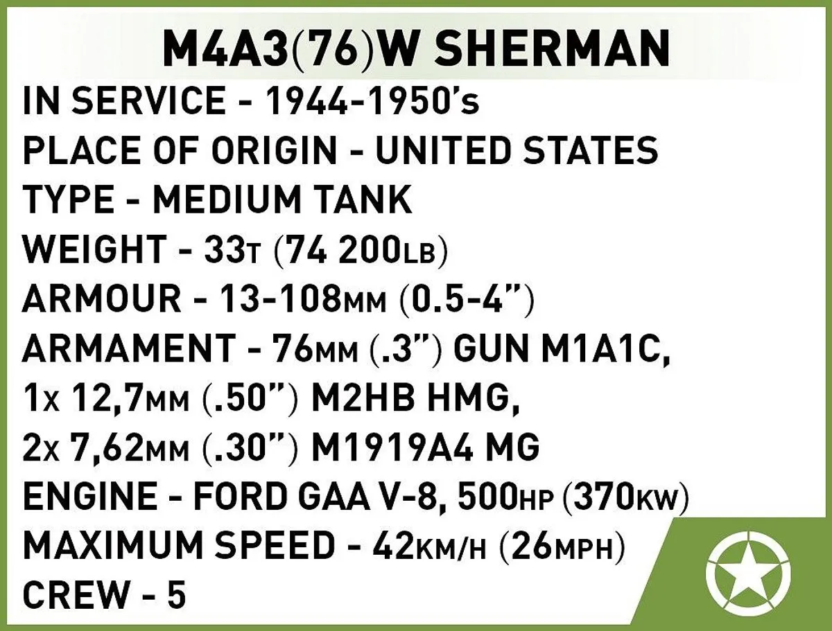 Cobi Sherman M4A3 - 103 Onderdelen - Meerkleurig
