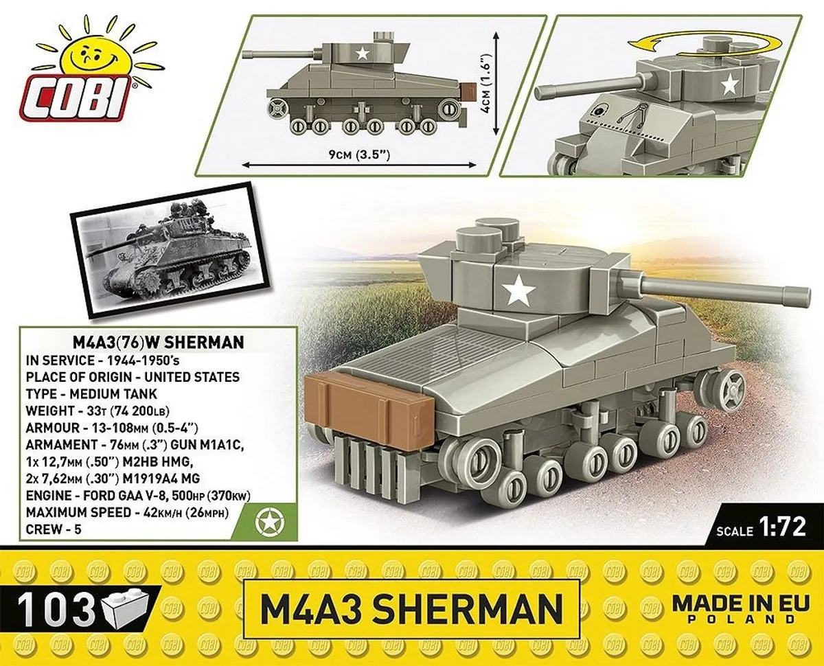 Cobi Sherman M4A3 - 103 Onderdelen - Meerkleurig