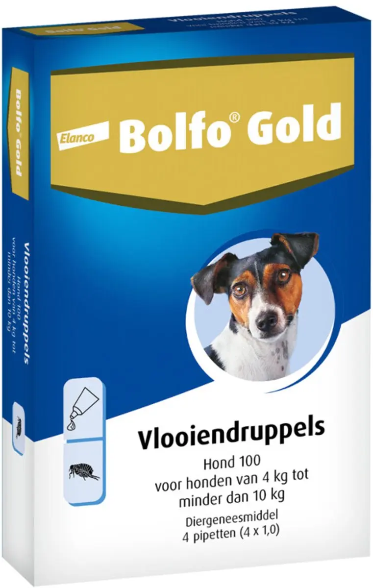 Bolfo Gold Anti Vlooiendruppels Hond 4 - 10 kg - 2x4 Pipetten