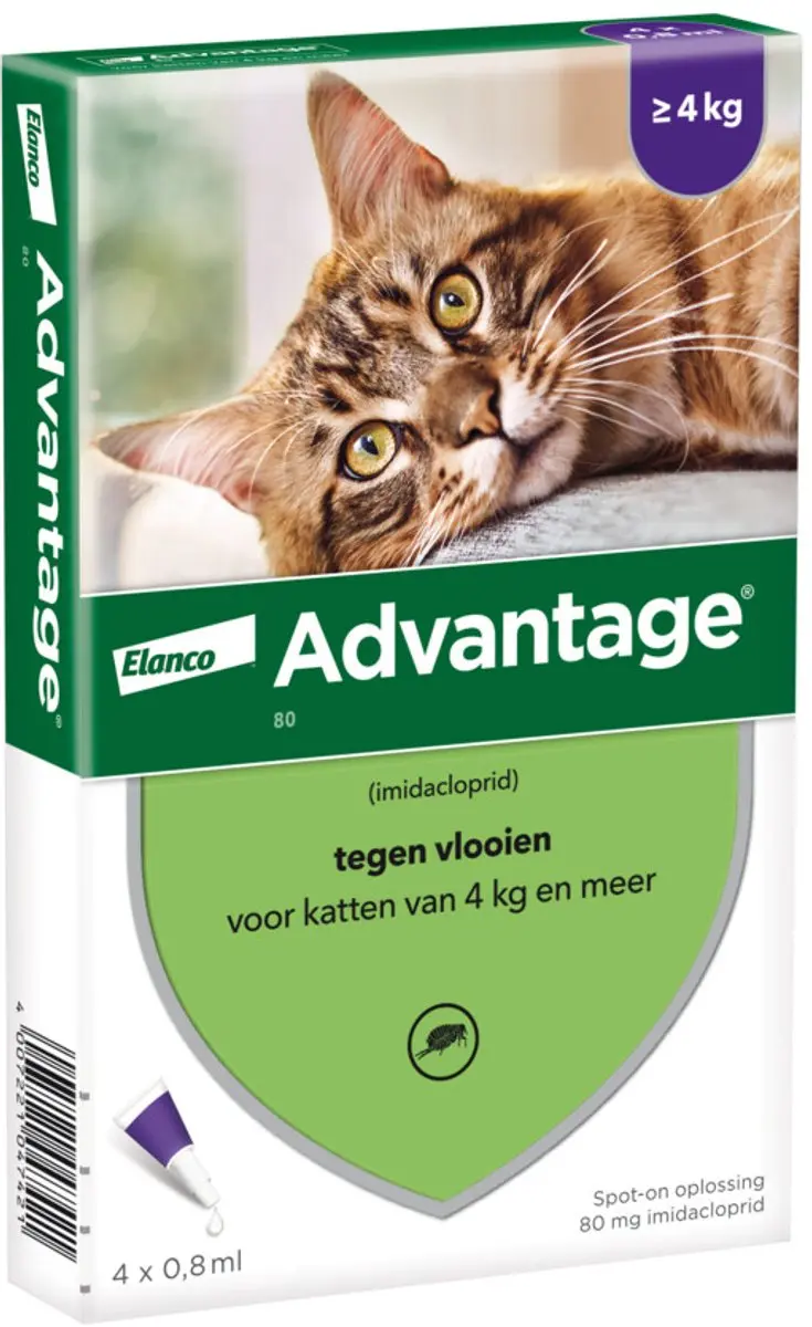 Advantage Anti Vlooiendruppels 80 Kat vanaf 4 kg