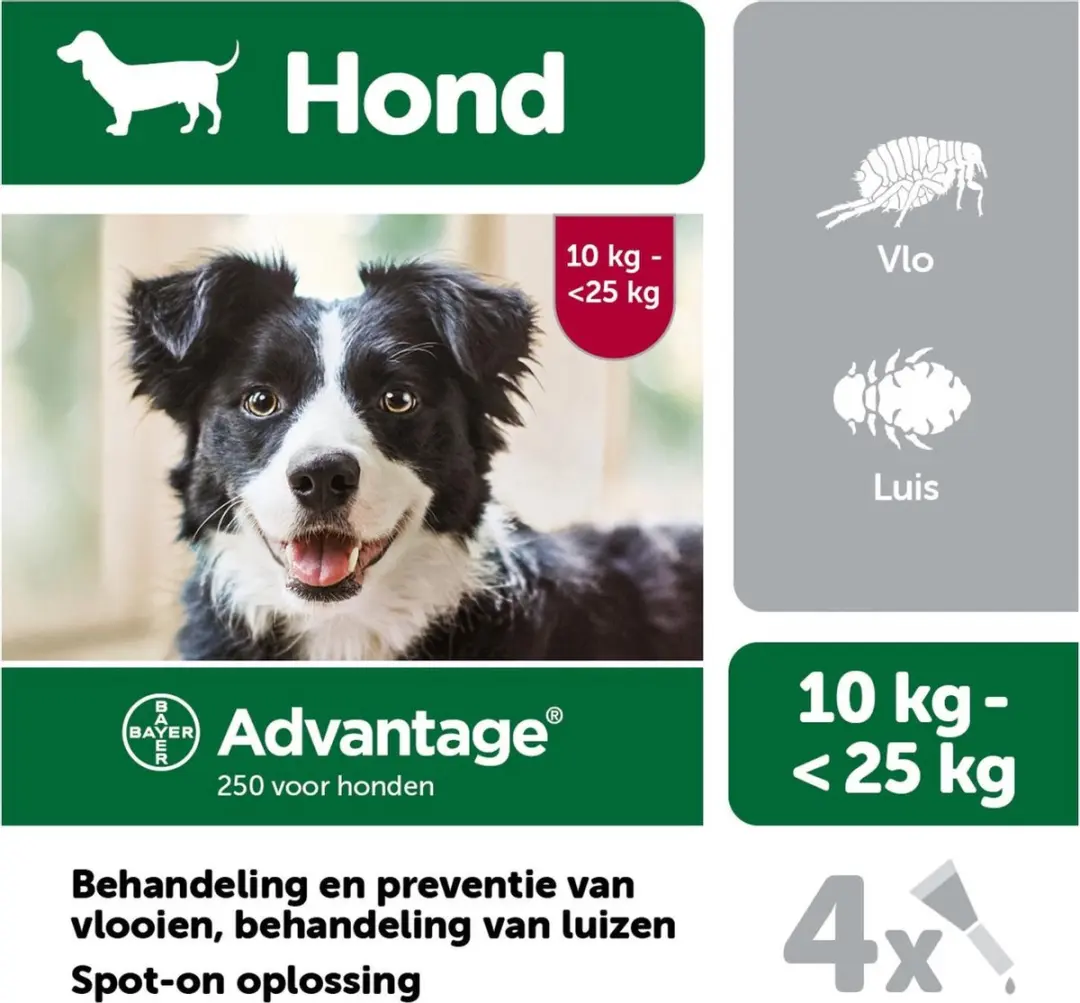 Advantage 250 Vlooiendruppels Hond 10-25 kg - 4 Pipetten