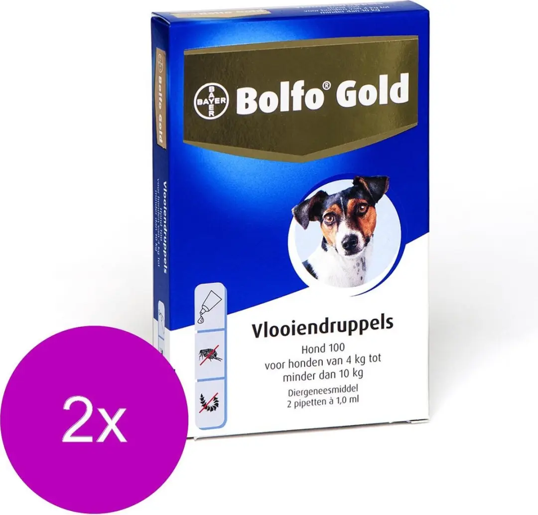 Bolfo Gold Hond 100 Anti-vlooienmiddel 2ml - 2 Pipetten