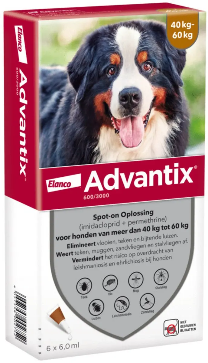 Advantix Spot-On 600 Anti Vlooien & Teken 6 Pipetten
