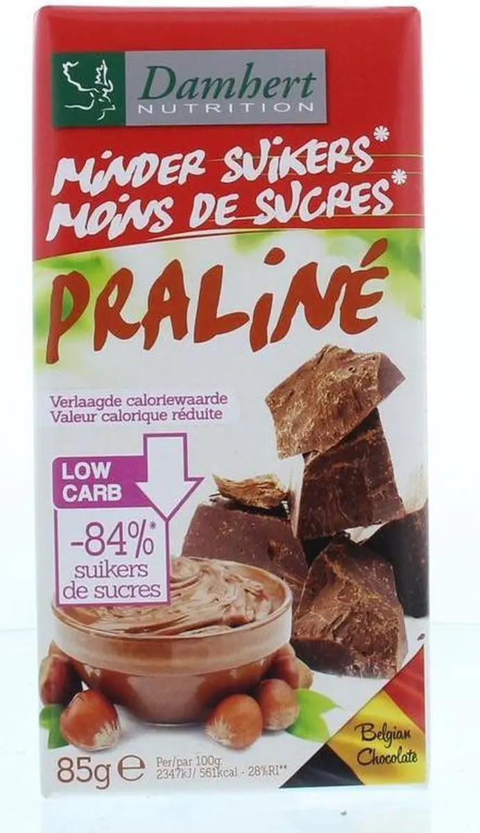 Damhert Chocolate Tablet Praline Sugar Free - 4x85g