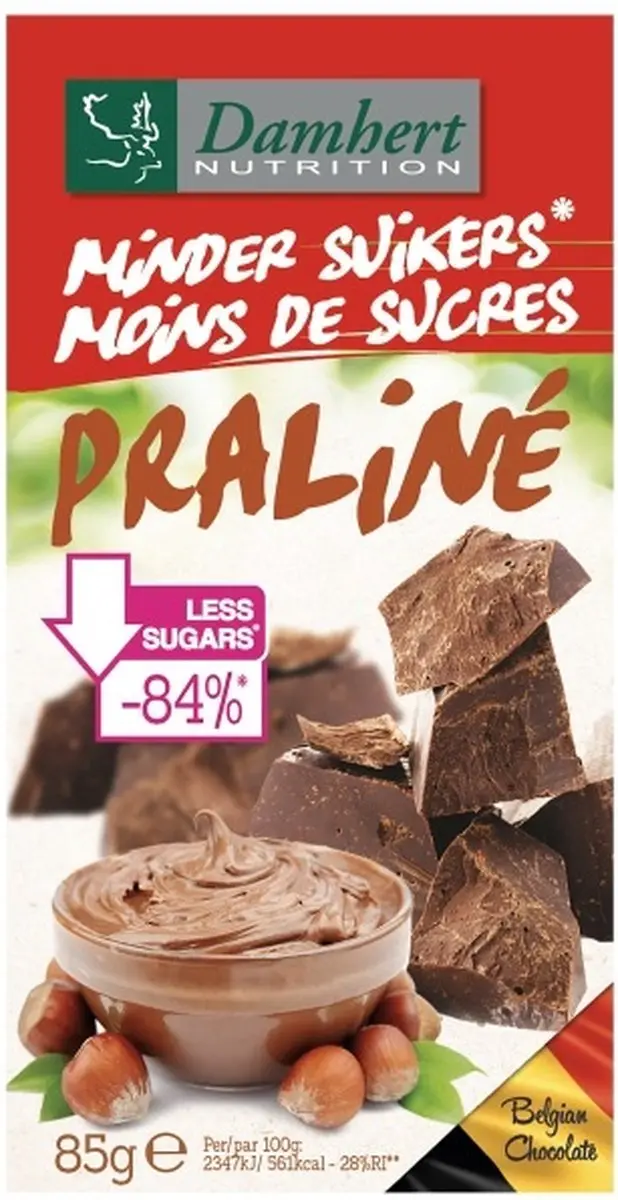 Damhert Chocolate Tablet Praline Sugar Free - 4x85g