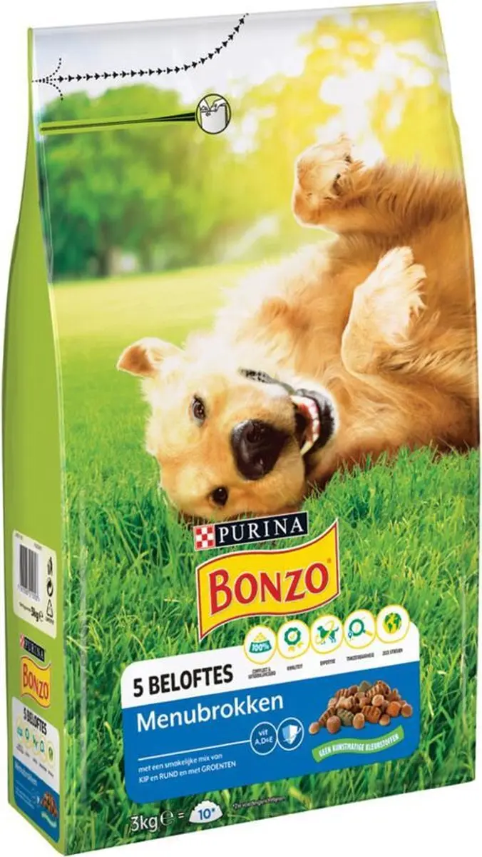 Bonzo Menubrokken Kip Rund Groente Hondenvoer