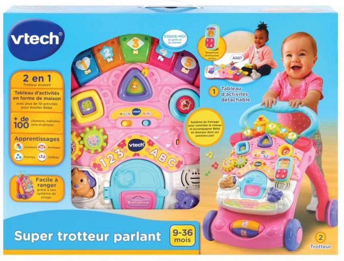 FR Super Trotteur Parlant 2 en 1 - Rose