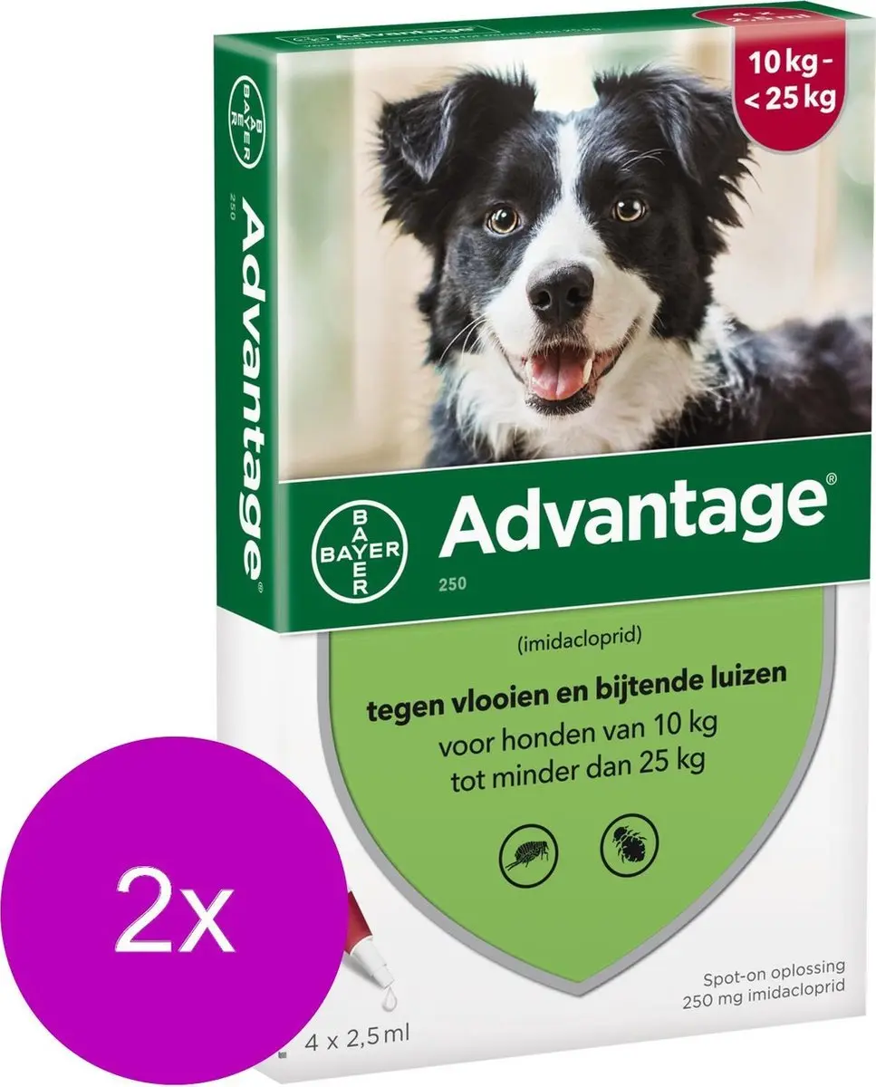 Advantage Hond 4 Pipetten 2x2.5ml - 10-25kg