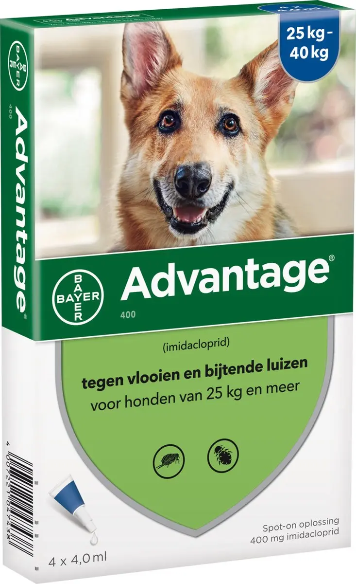 Advantage Anti Vlooienmiddel 400 - 4 Pipetten - 40 kg