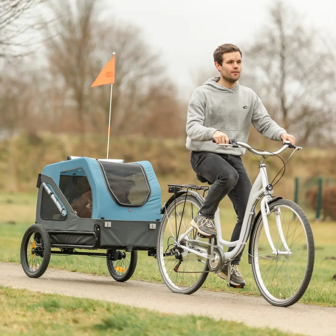 Trixie Fietskar Blauw/Grijs - L 81x112/155x112cm