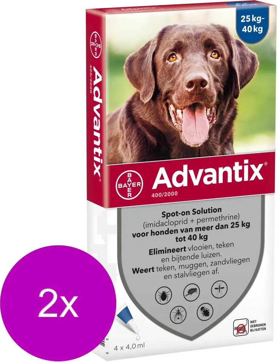 Advantix Vlooien & Teken Pipetten Hond 25-40kg - 8 Stuks