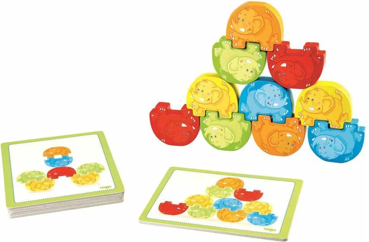 Haba Stapelspel Waggelfanten - 15 Stuks - Multicolor