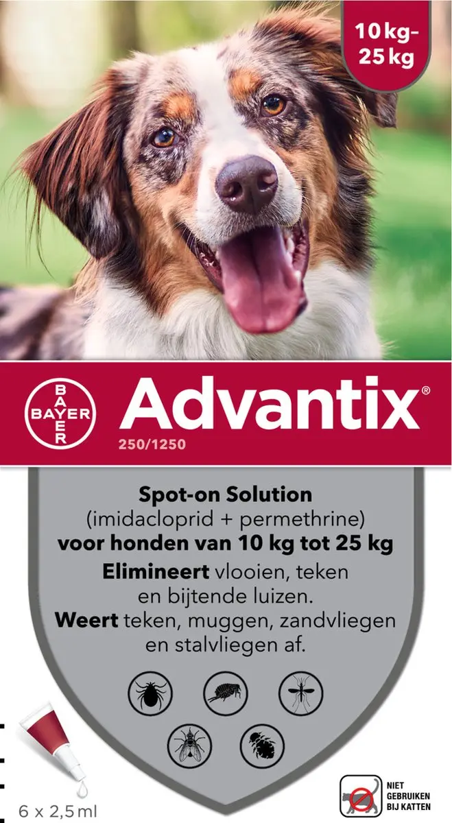 Advantix Vlooien & Teken Pipetten Hond 10-25kg - 6 Stuks