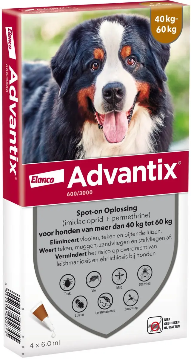 Advantix Spot-On 600 Anti Vlooien & Teken 4 Pipetten