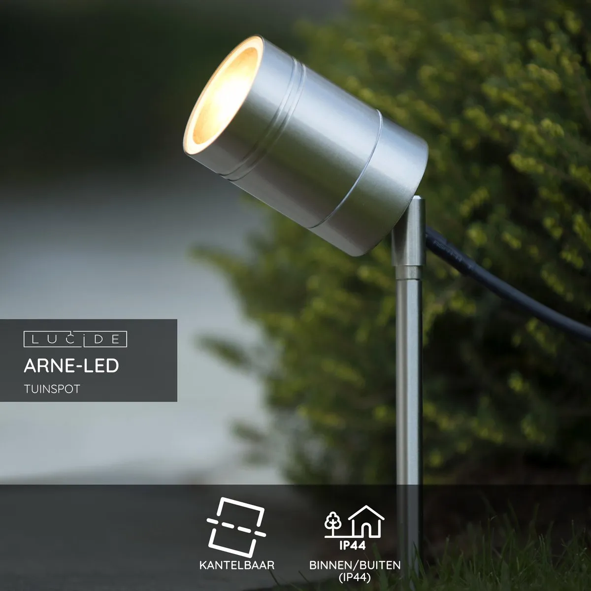 Lucide ARNE-LED Tuinspot GU10 5W 2700K - Mat chroom