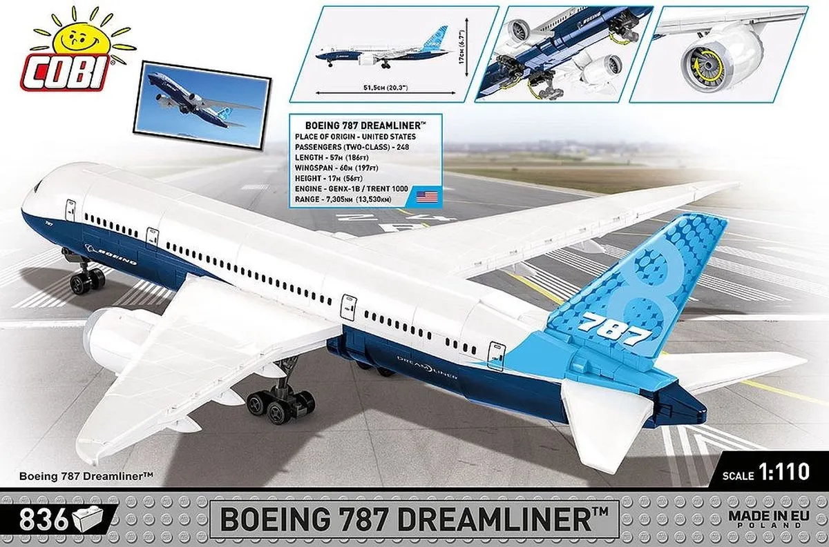 Cobi Boeing 787 Droomvliegtuig 836 Stukken - COBI-26603 - afbeelding 6 van 6
