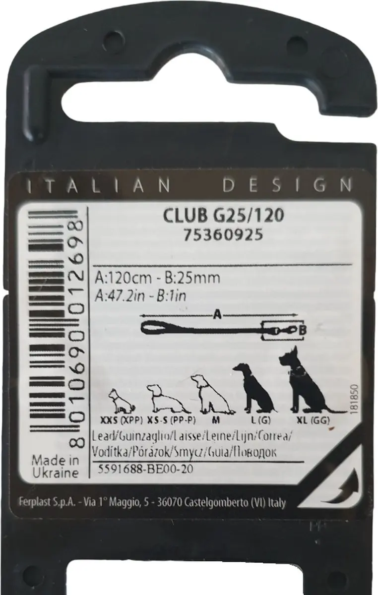 Ferplast Club Hondenlijn Blauw - 25mm x 120cm - afbeelding 6 van 6