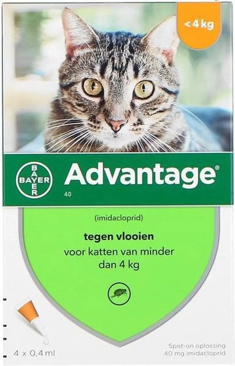 Advantage 40 Kat Pipetten - 2x0.4ml - 0-4 Kg