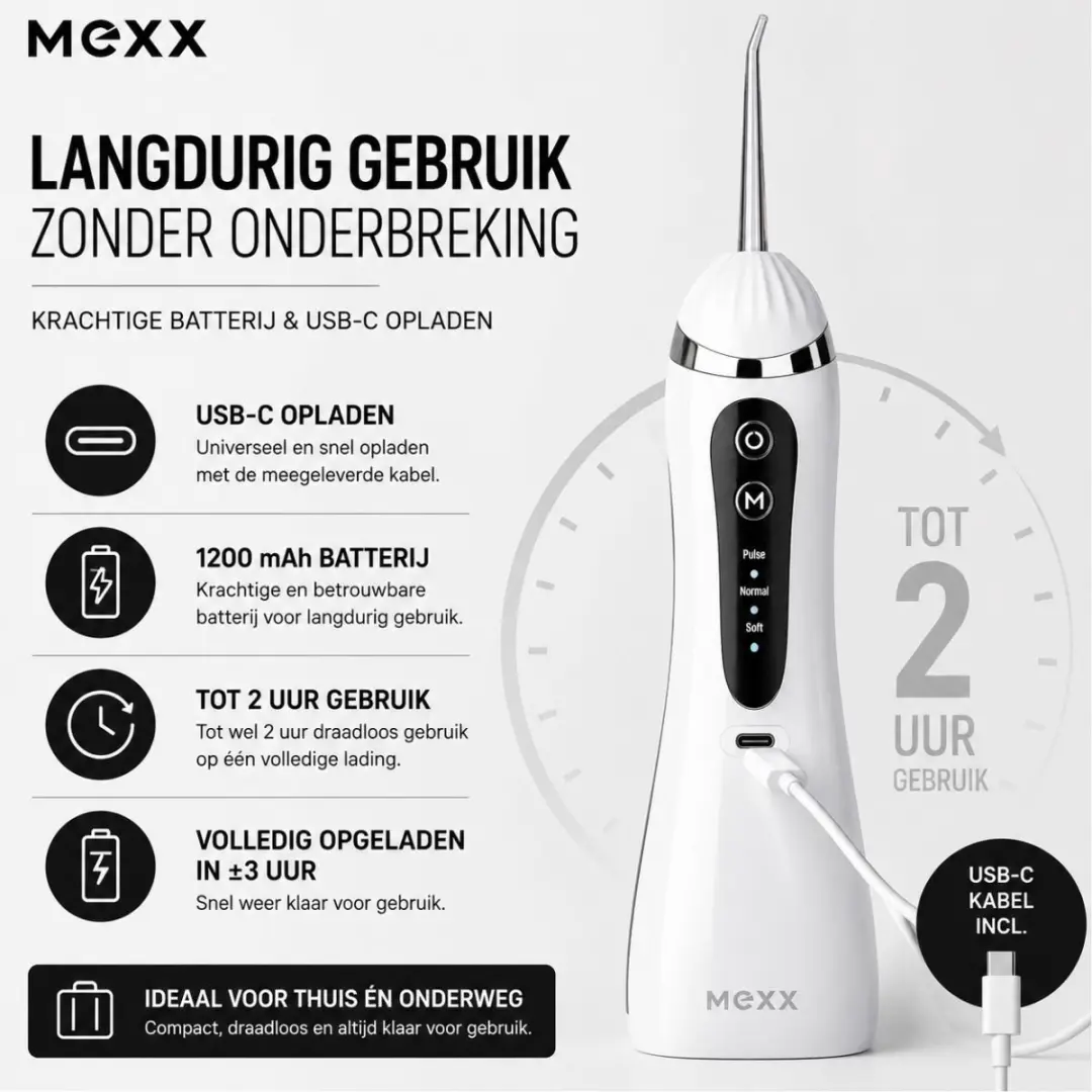 Mexx Draadloze Waterflosser 200ml - Wit