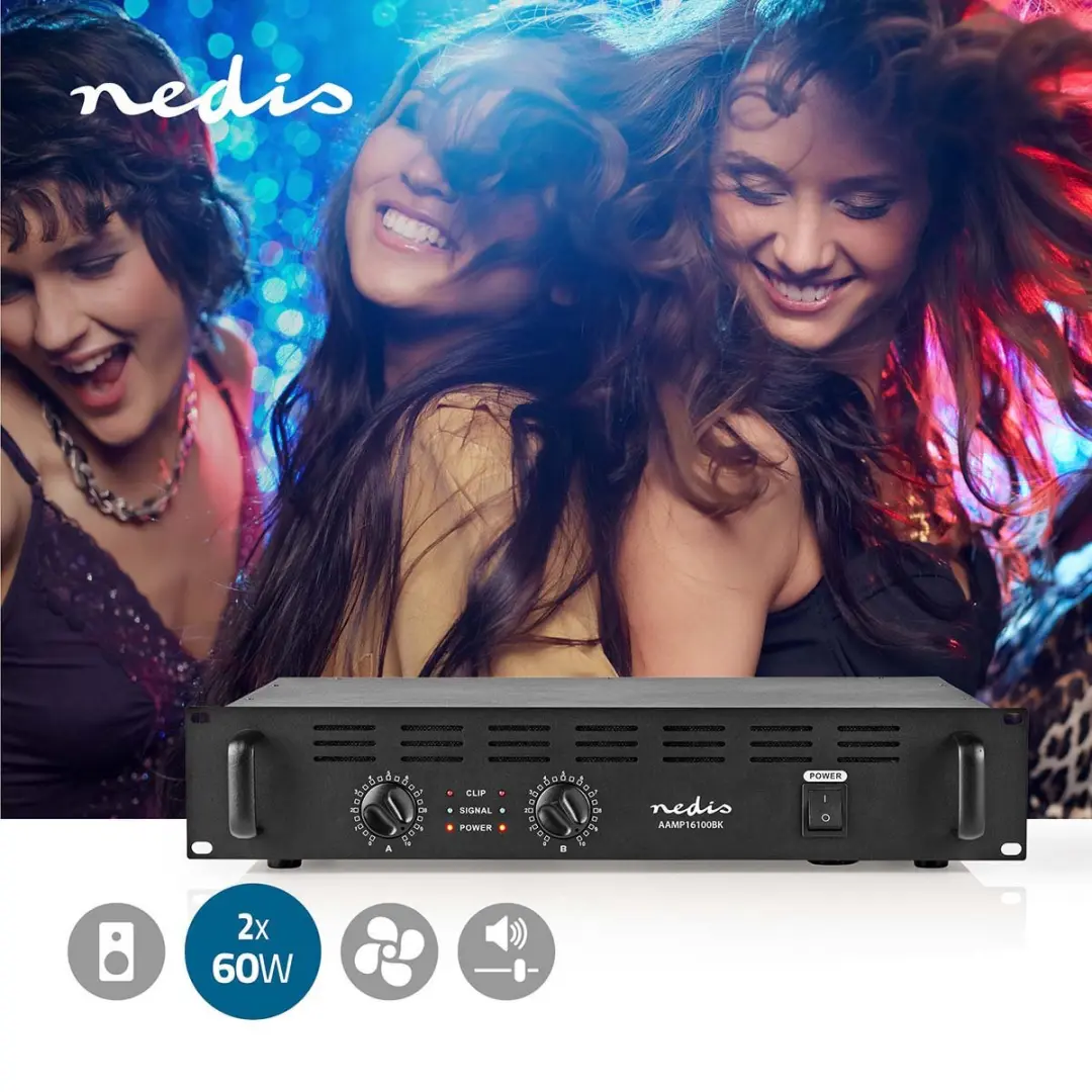 Nedis PA-Versterker AAMP16100BK 2x40W - 2 Kanalen