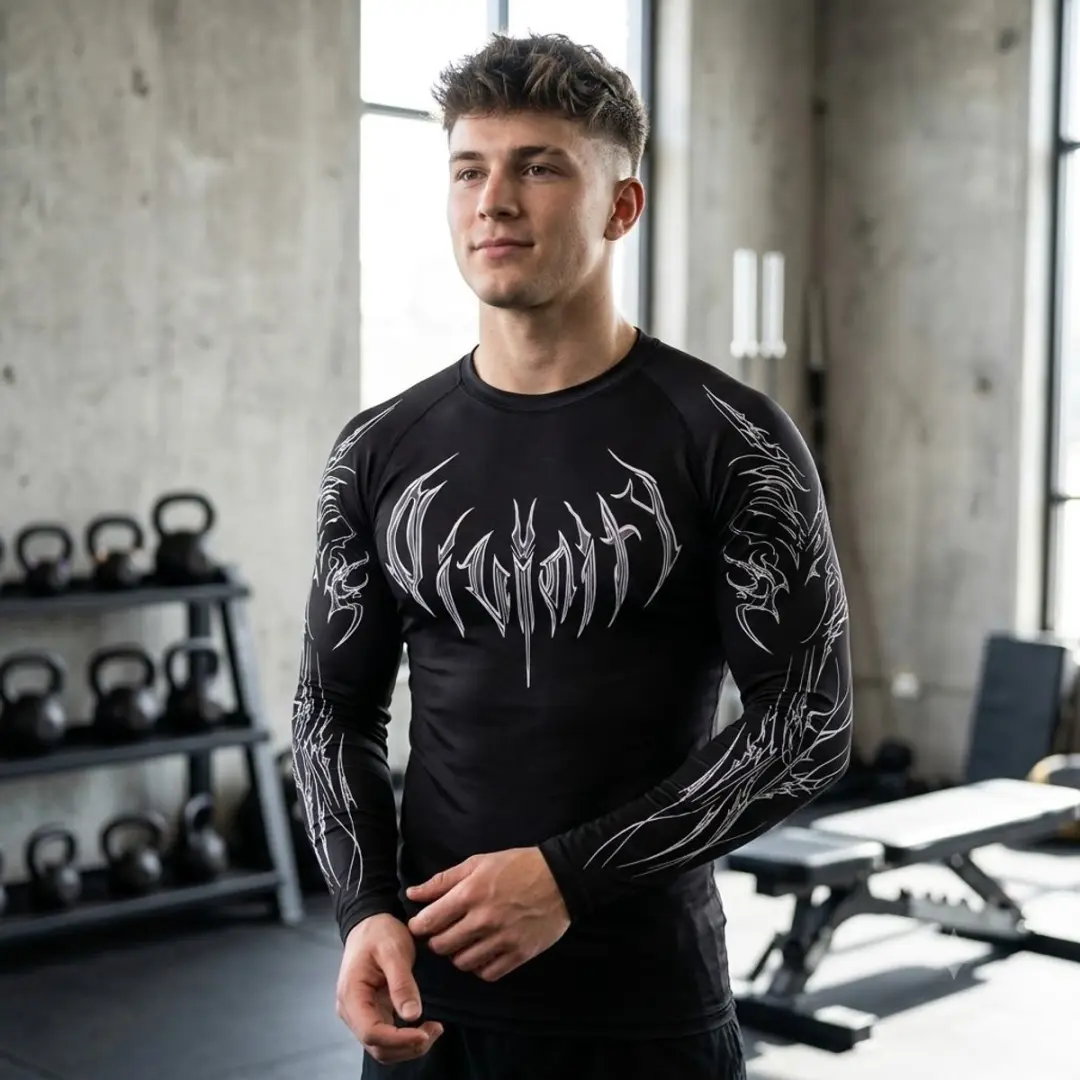 NUVEX Compressie Shirt Zwart - XL - Geometrische Print