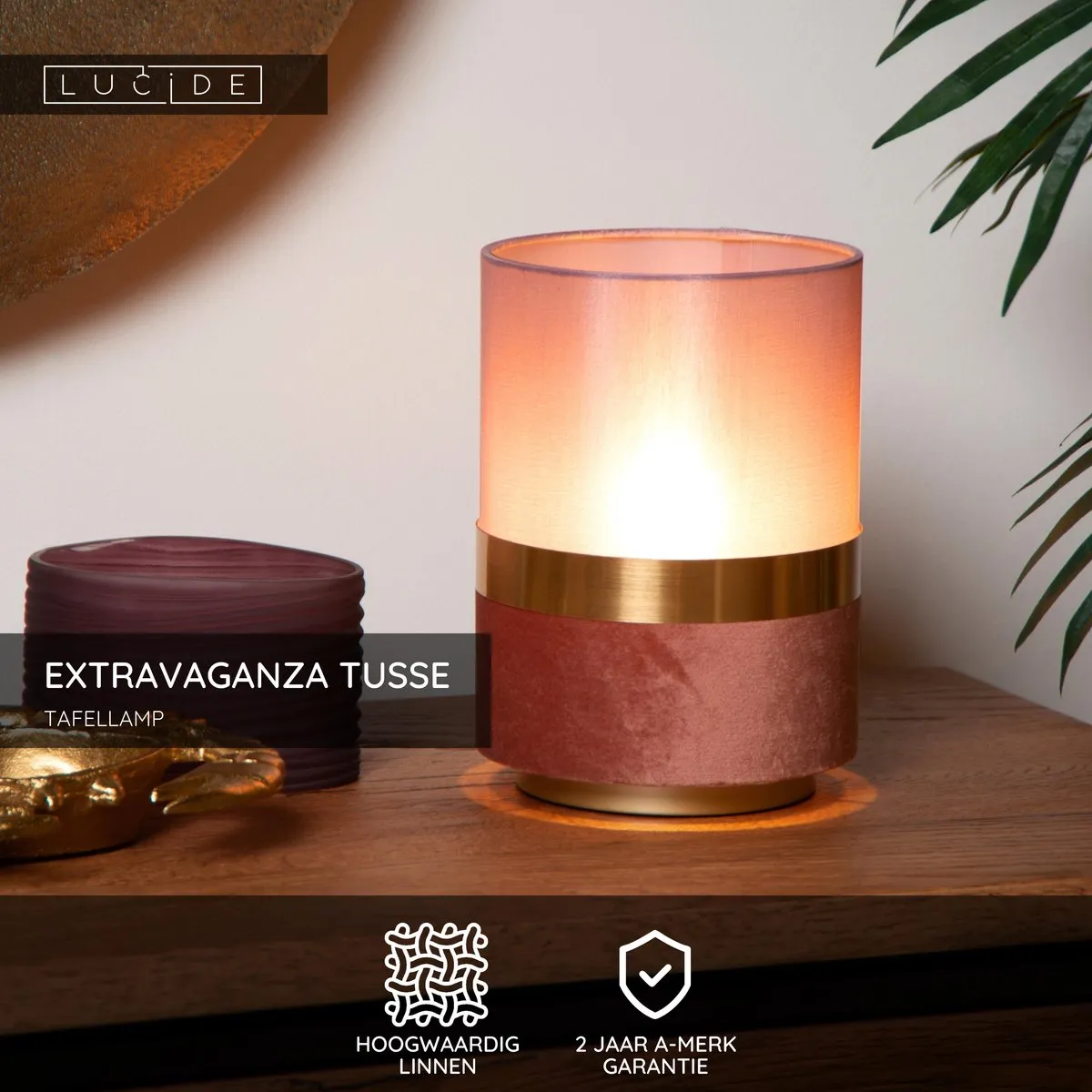 Lucide Extravaganza Tusse Tafellamp - Ø15cm - Roze