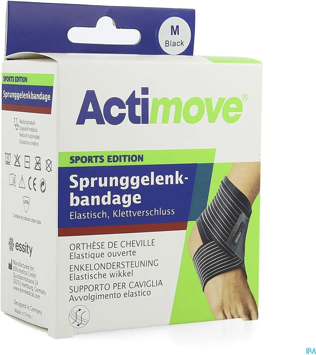 Actimove Klittenband Bandage Medium - 20-23cm Zwart