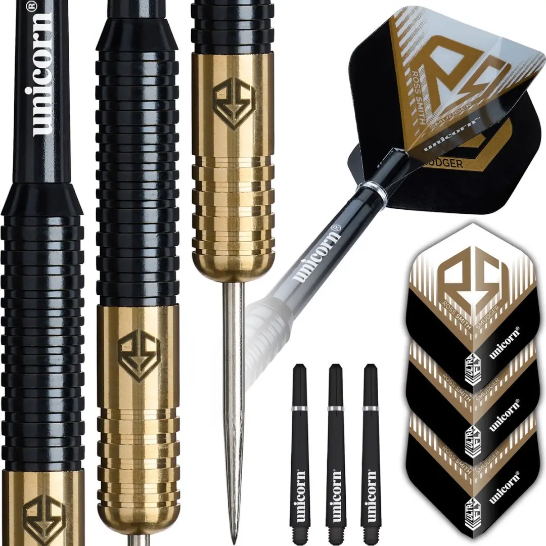 Unicorn Ross Smith Brass Dartpijlen - 3 Stuks - Goud/Zwart