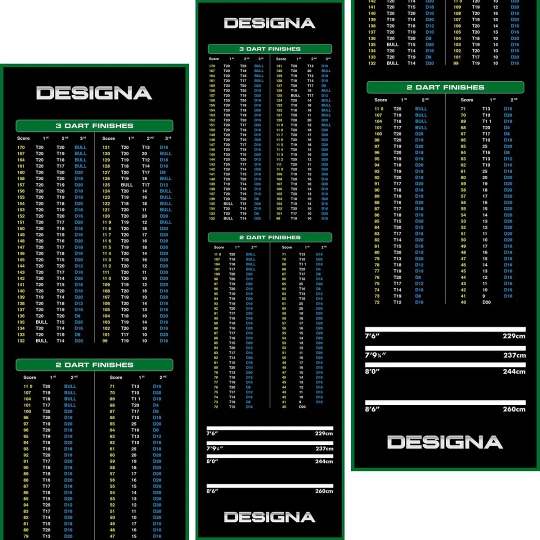 Designa Carpet Dart Mat 290x80cm - Groene rand