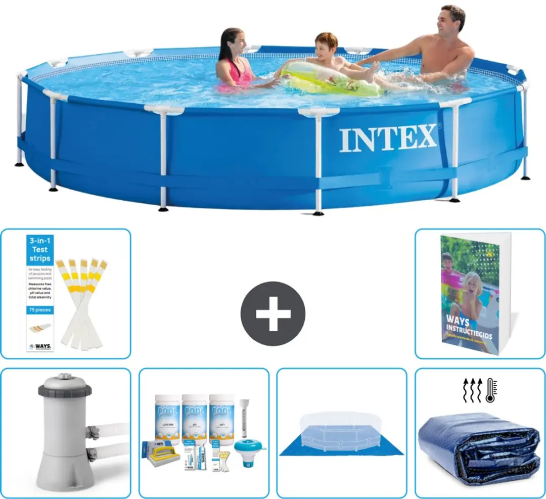 Intex 28212GN-Blauw Rond Frame Zwembad 366x76cm