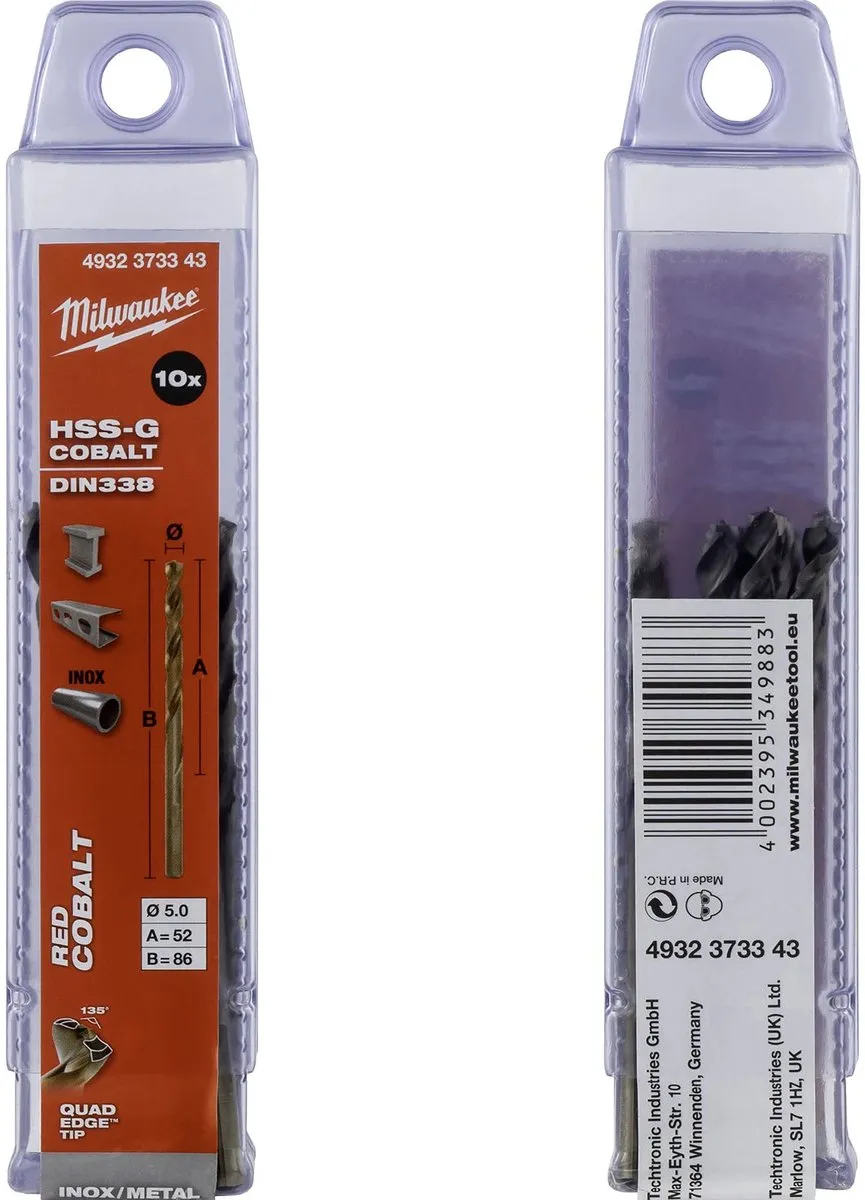 Milwaukee 4932373343 HSS-G Metaalboor 5mm - 10 Stuks - afbeelding 6 van 6