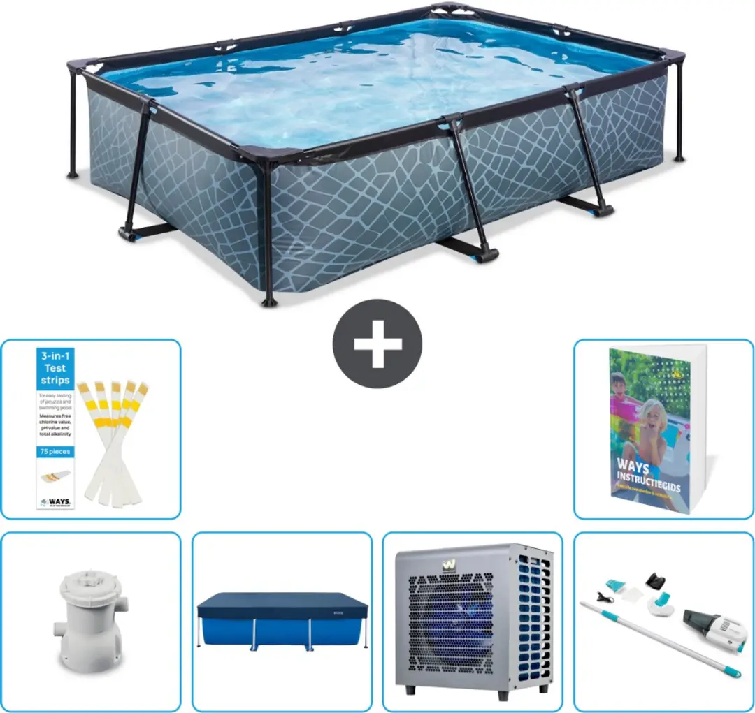EXIT Toys Rechthoekig Stone Frame Zwembad 300x200x65cm