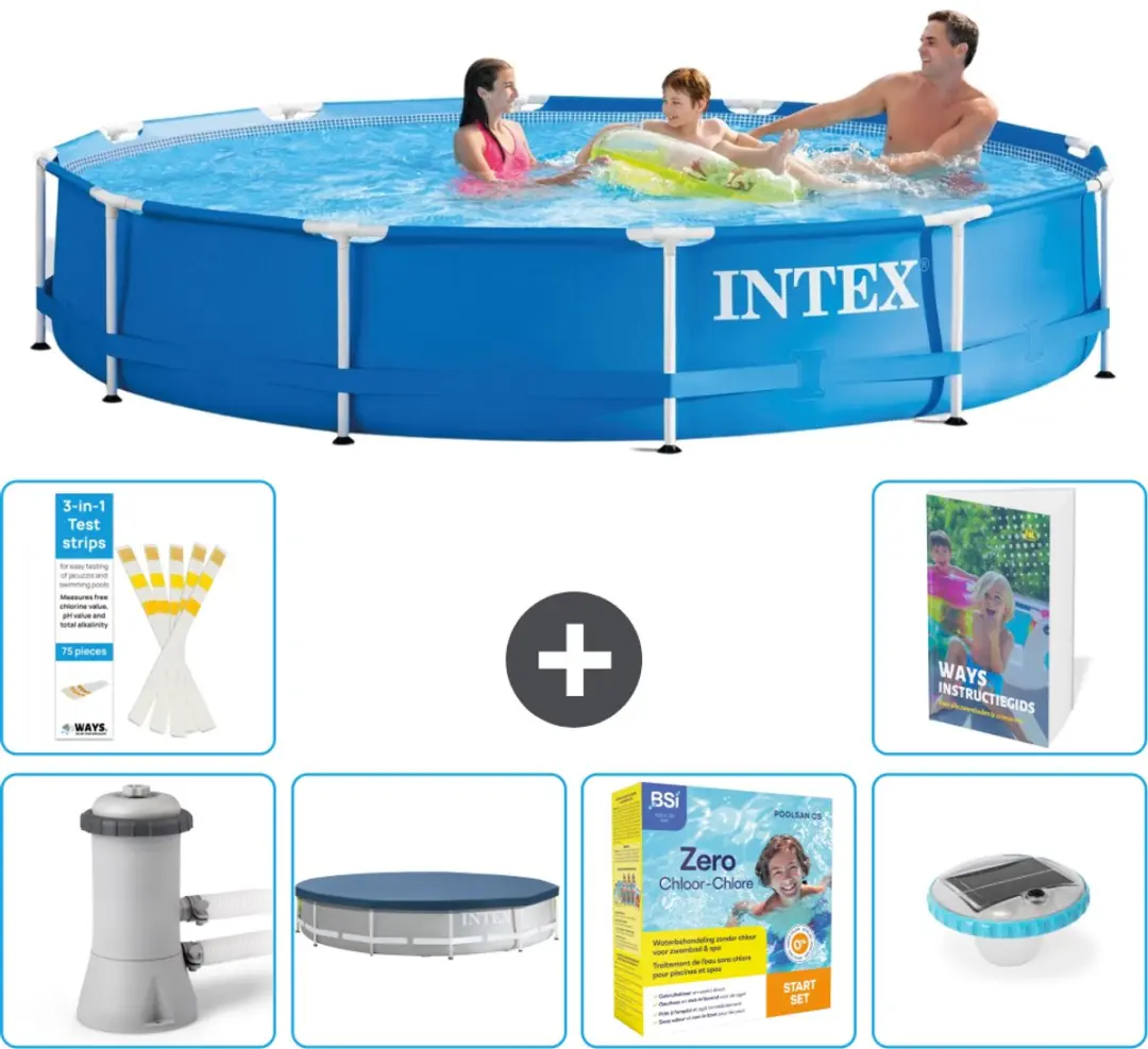 Intex 28212GN-Blauw Rond Frame Zwembad 366x76cm