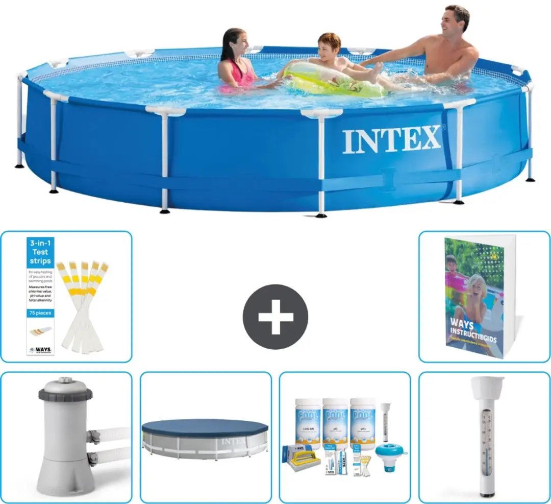 Intex 28212GN-Blauw Rond Frame Zwembad 366x76cm
