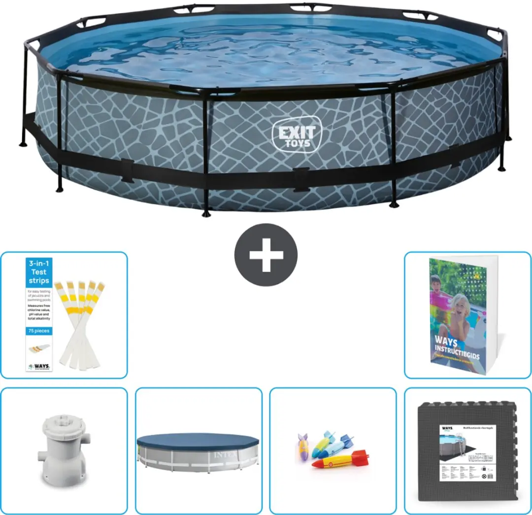 EXIT Toys Rond Stone Frame Zwembad 360x76cm