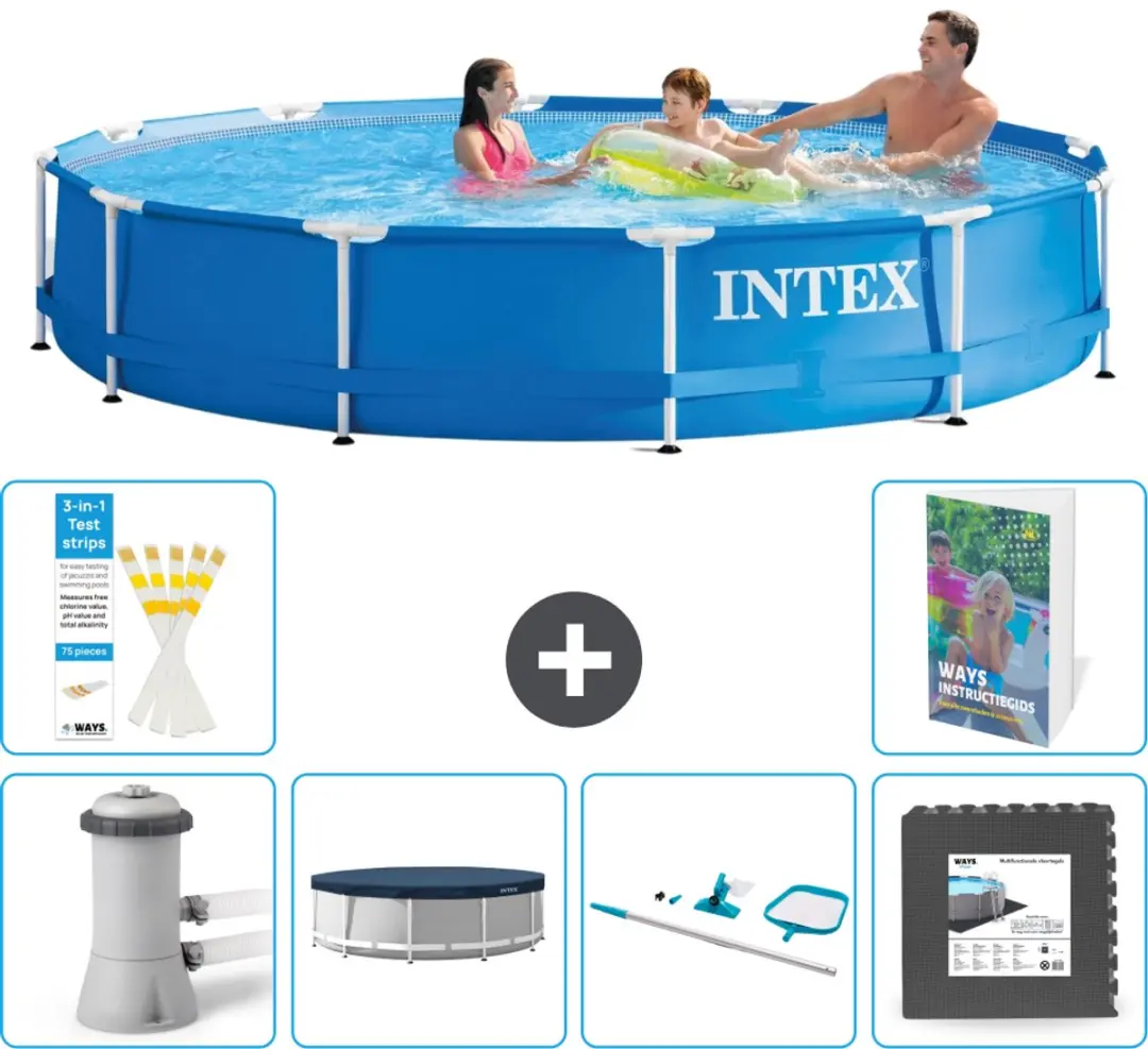 Intex 28212GN-Blauw Rond Frame Zwembad 366x76cm
