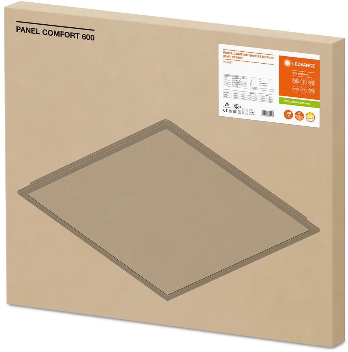 Ledvance LED Paneel Comfort 36W 4200lm 60x60cm - Wit/Grijs/Zwart