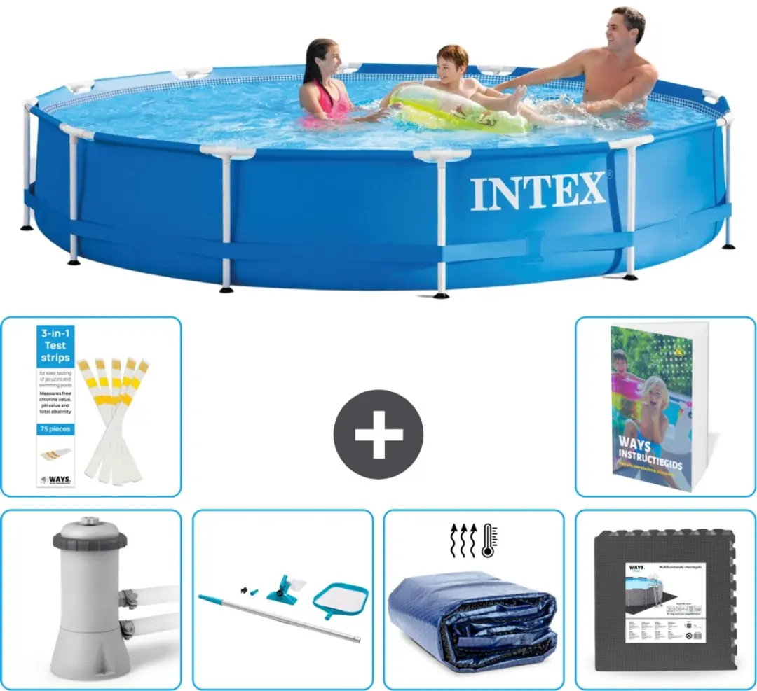 Intex 28212GN-Blauw Rond Frame Zwembad 366x76cm