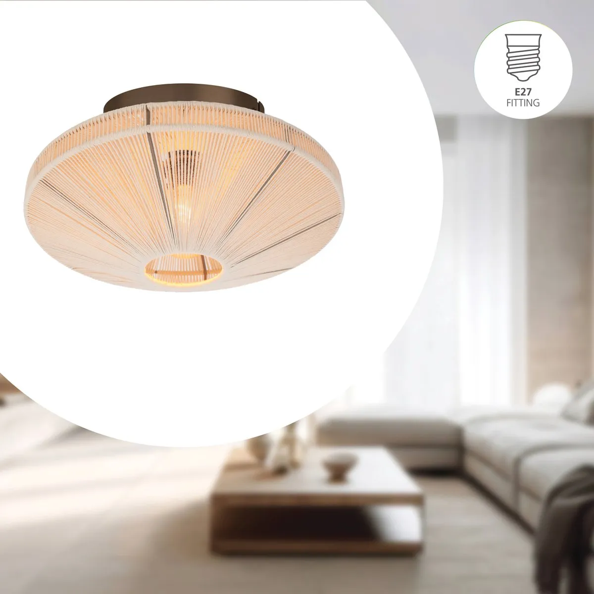 Eglo Orimini Plafondlamp E27 - Ø38cm - Crème/Brons