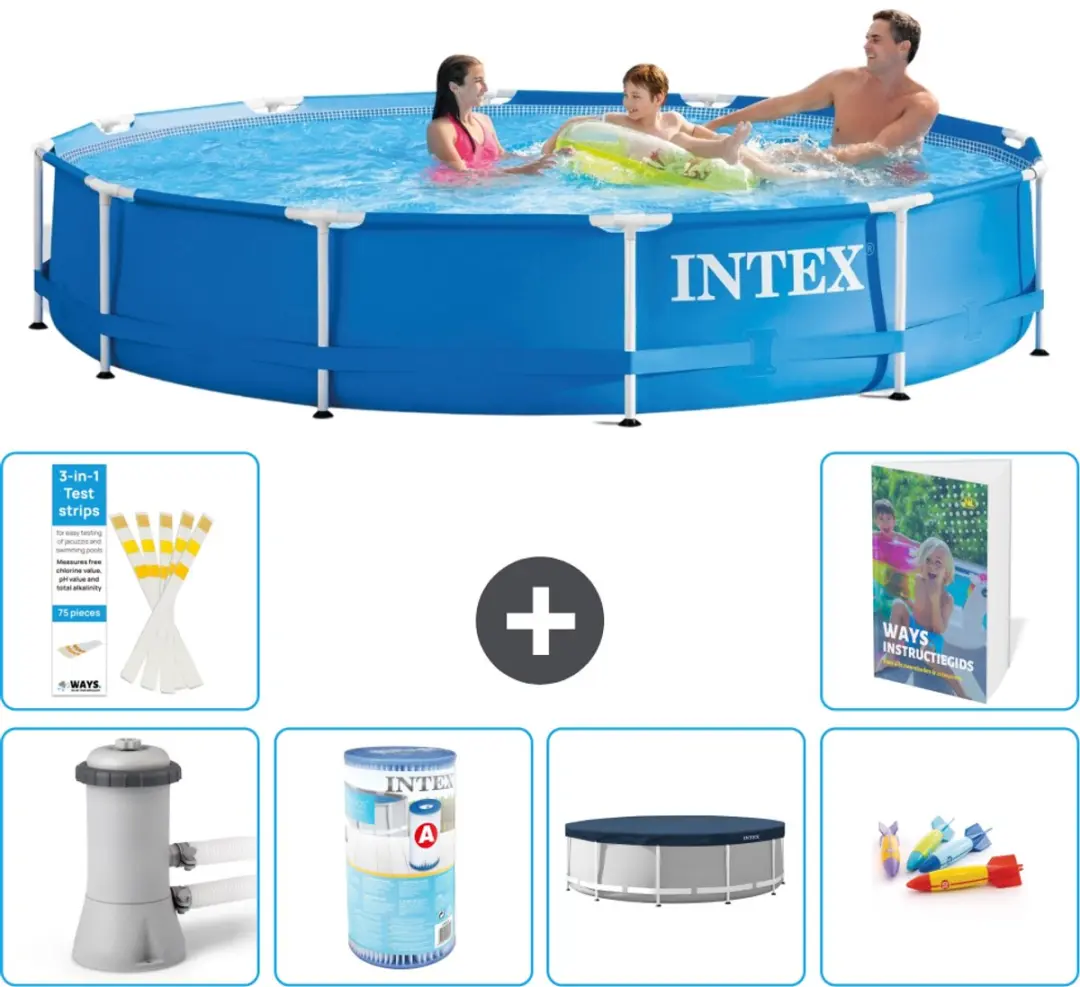 Intex 28212GN-Blauw Rond Frame Zwembad 366x76cm